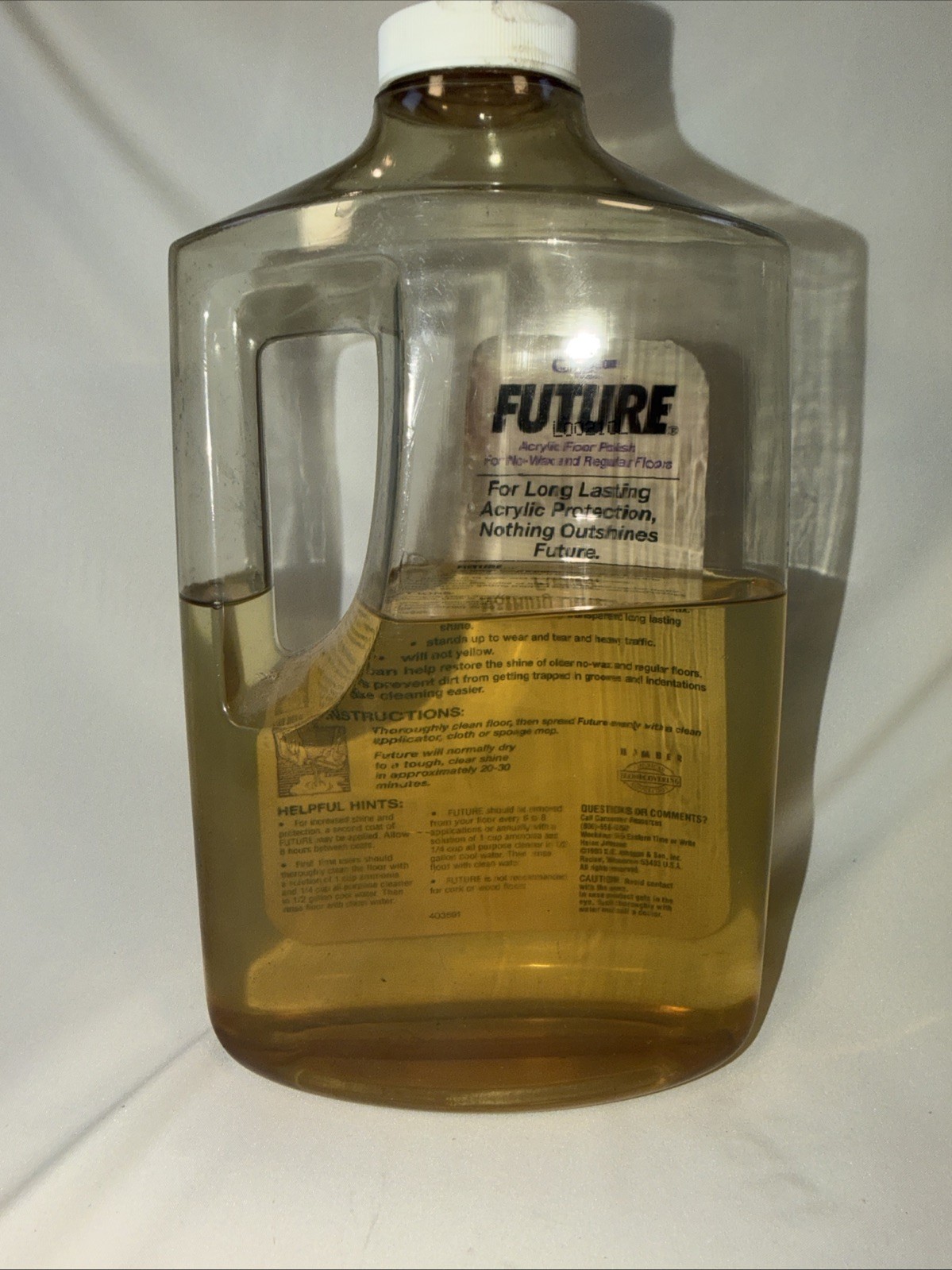 VTG FUTURE Premium Floor Finish Atomic Design Bottle 65% Full SC Johnson Yr 2000