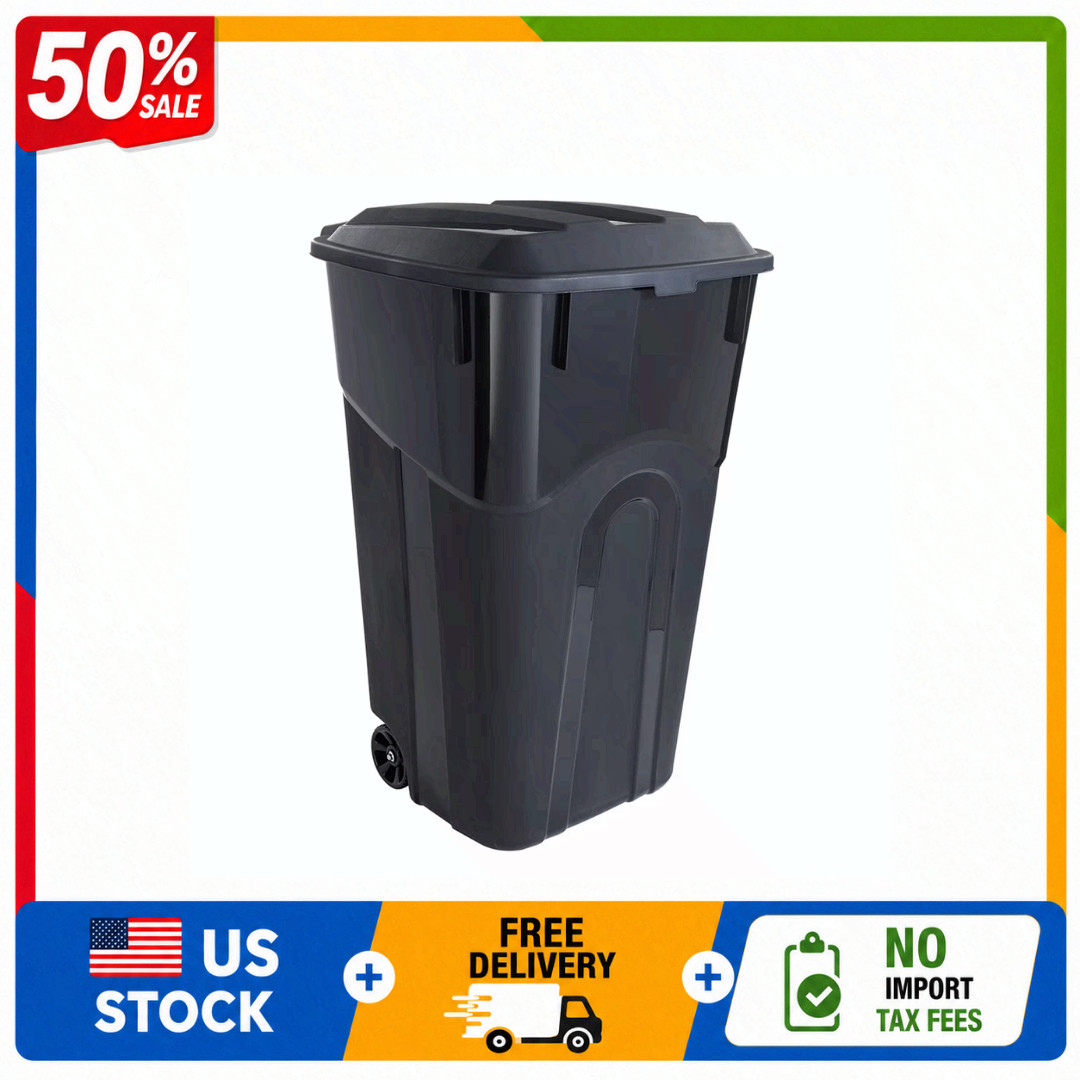 Hyper Tough 32 Gallon Wheeled Heavy Duty Garbage Can, Black