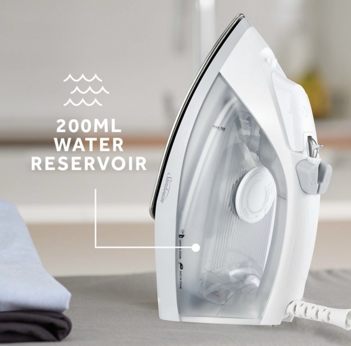 Sunbeam Compact Steam Iron 1200W 200mL Stainless Soleplate Shot of Steam