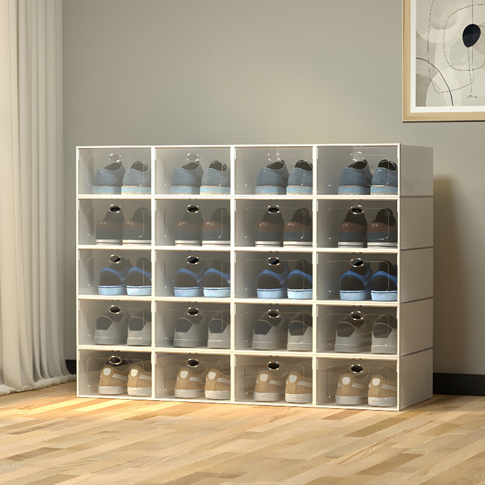 20Pcs Sneaker Display Case Organizer Stackable Shoe Storage Box Durable Plastic