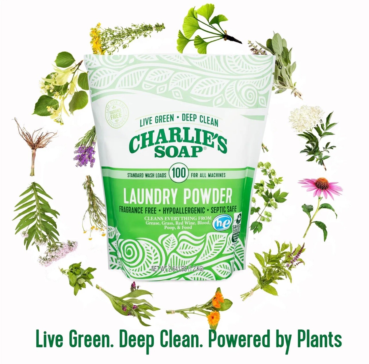 Charlies Soap Laundry Powder (100 Loads, 6 Pack) Hypoallergenic Deep Cleaning