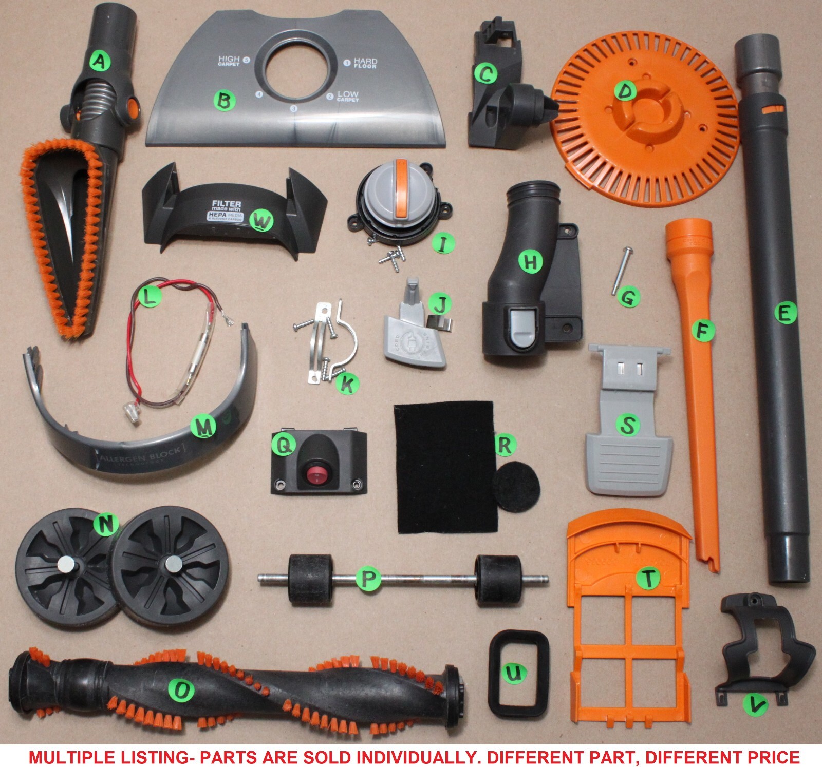 Hoover UH71255 Upright Vacuum Cleaner REPLACEMENT PARTS – MULTIPLE LISTING