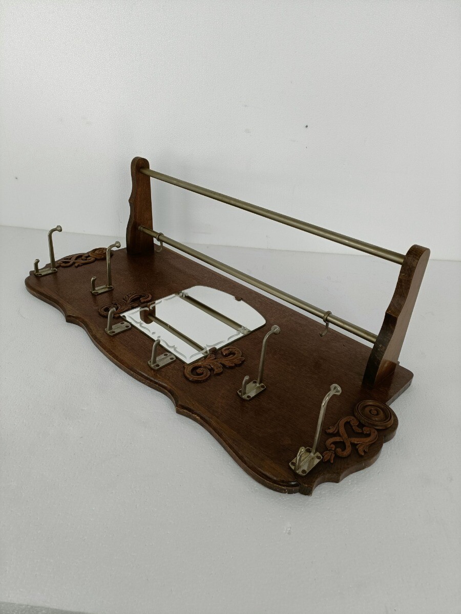 Vintage Wall Coat Rack Shelf Mid Century Modern Railroad Industrial Wood Pop art