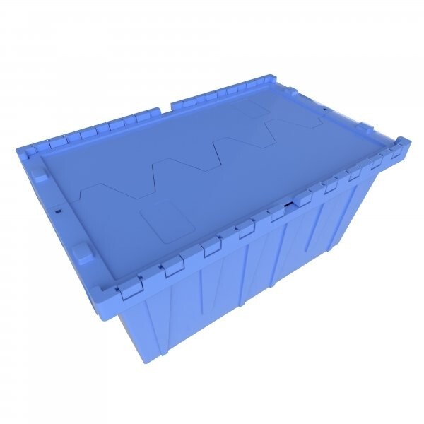 Heavy-Duty Attached Lid Tote (L)12 Gallon Made in USA 1.7 CU. FT 500lb Stackable