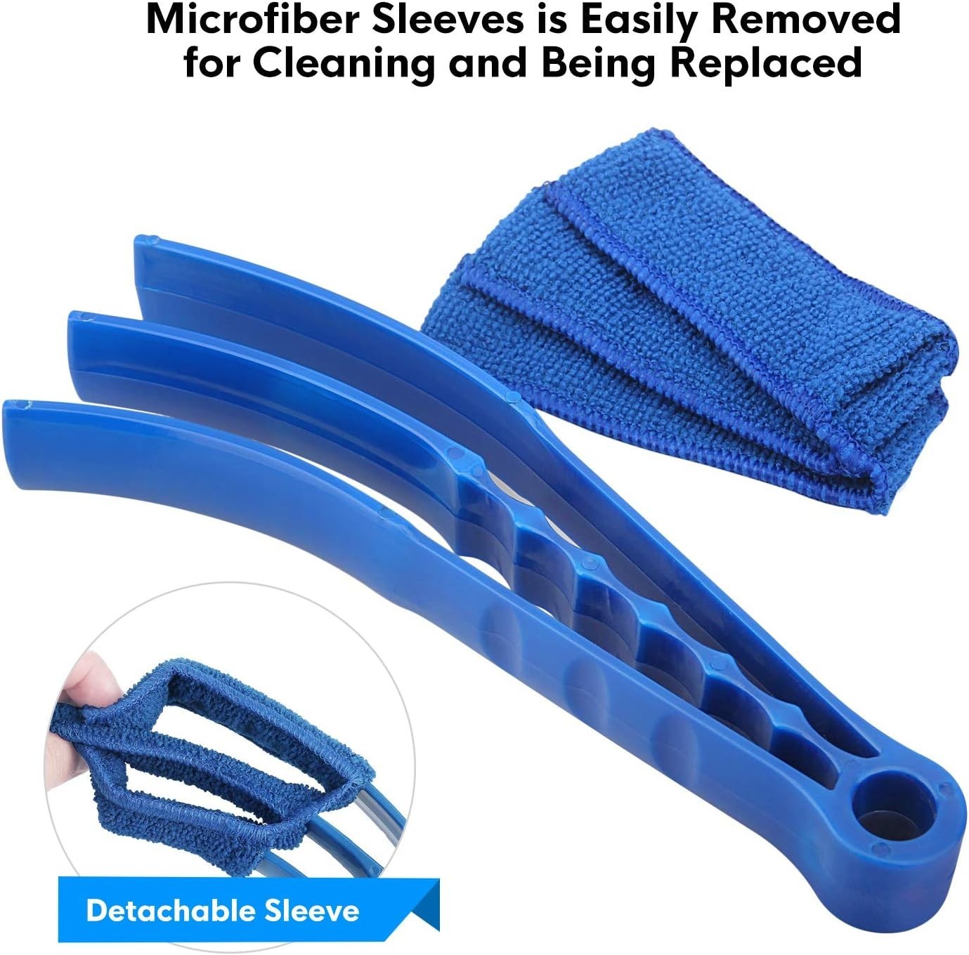 Window Blind Cleaner Duster Brush Kit 2 Pack Brush with 6 Microfiber Sleeves Set