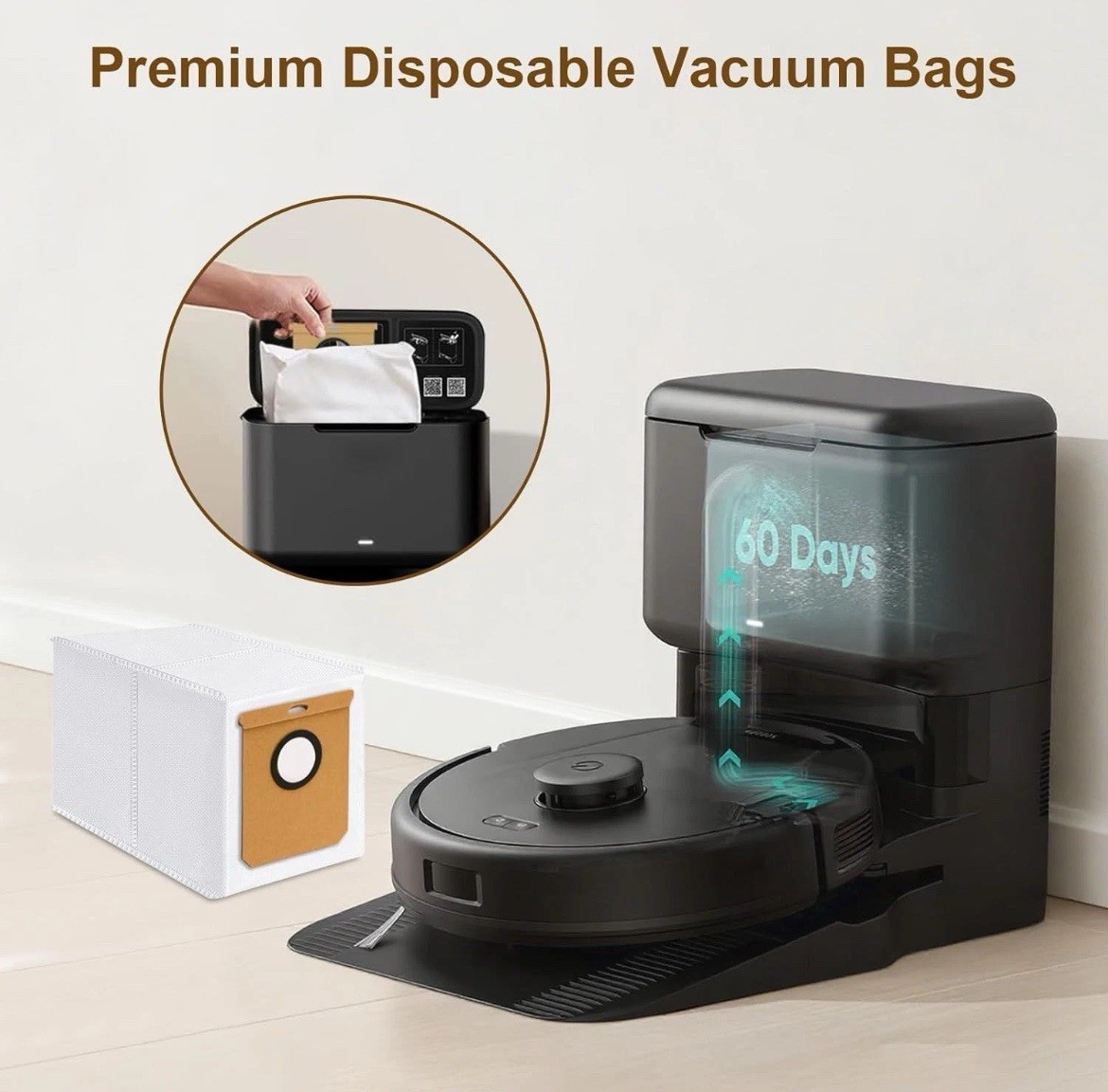 6 Pack Dust Bags for Eufy L60 L60 SES L50 L50 SES Robot Vacuums Cleaner 3.0L