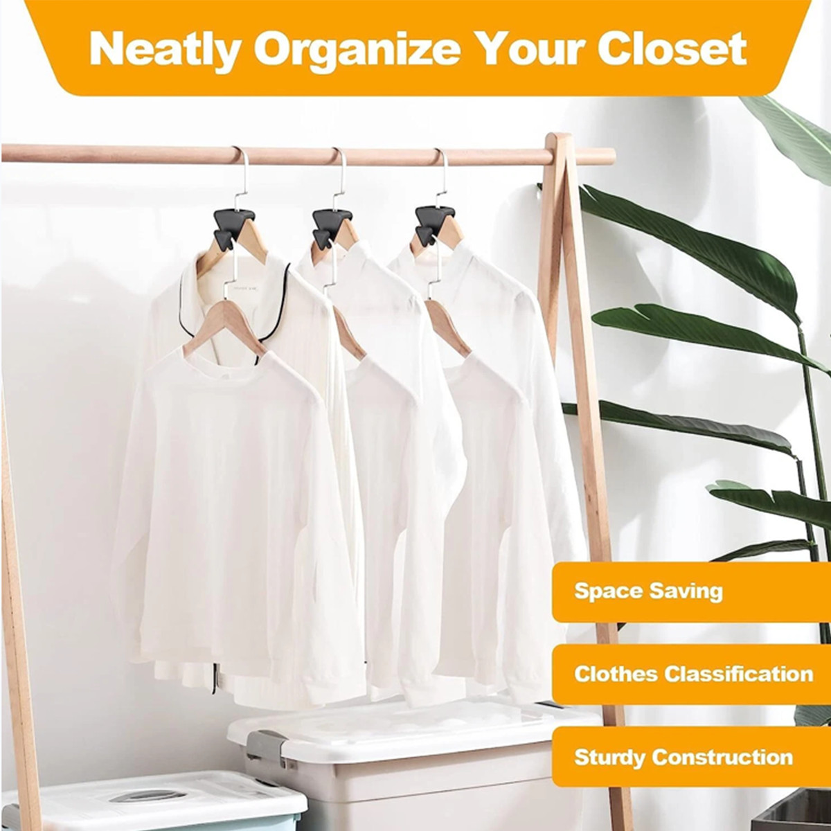 100pcs Clothes Hangers Space Saving Closet Organizers Heavy Duty Hanger Extender