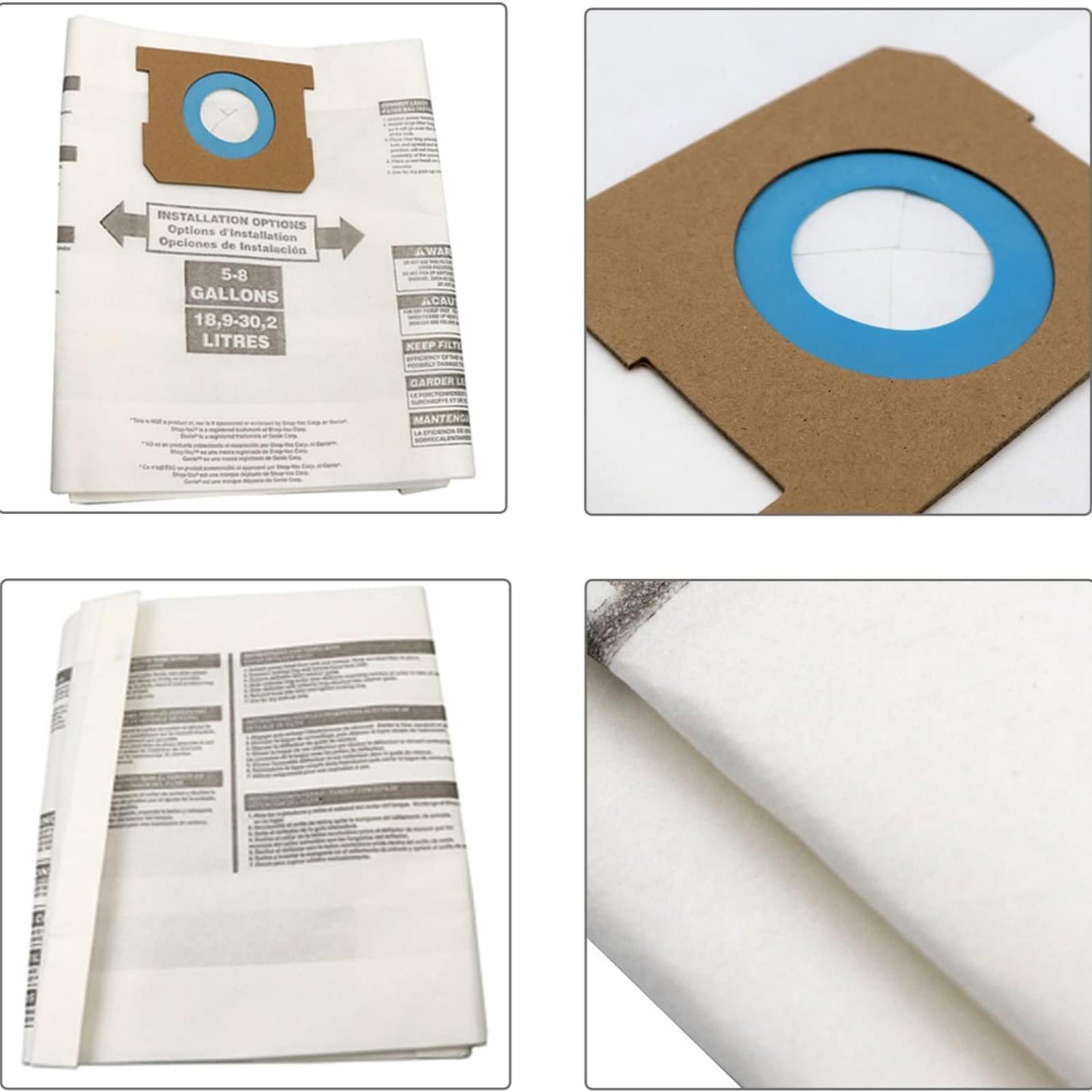 5 Pack Vacuum Cleaner Dust Collection Bags Fit For Ridgid VF3503, VF2004