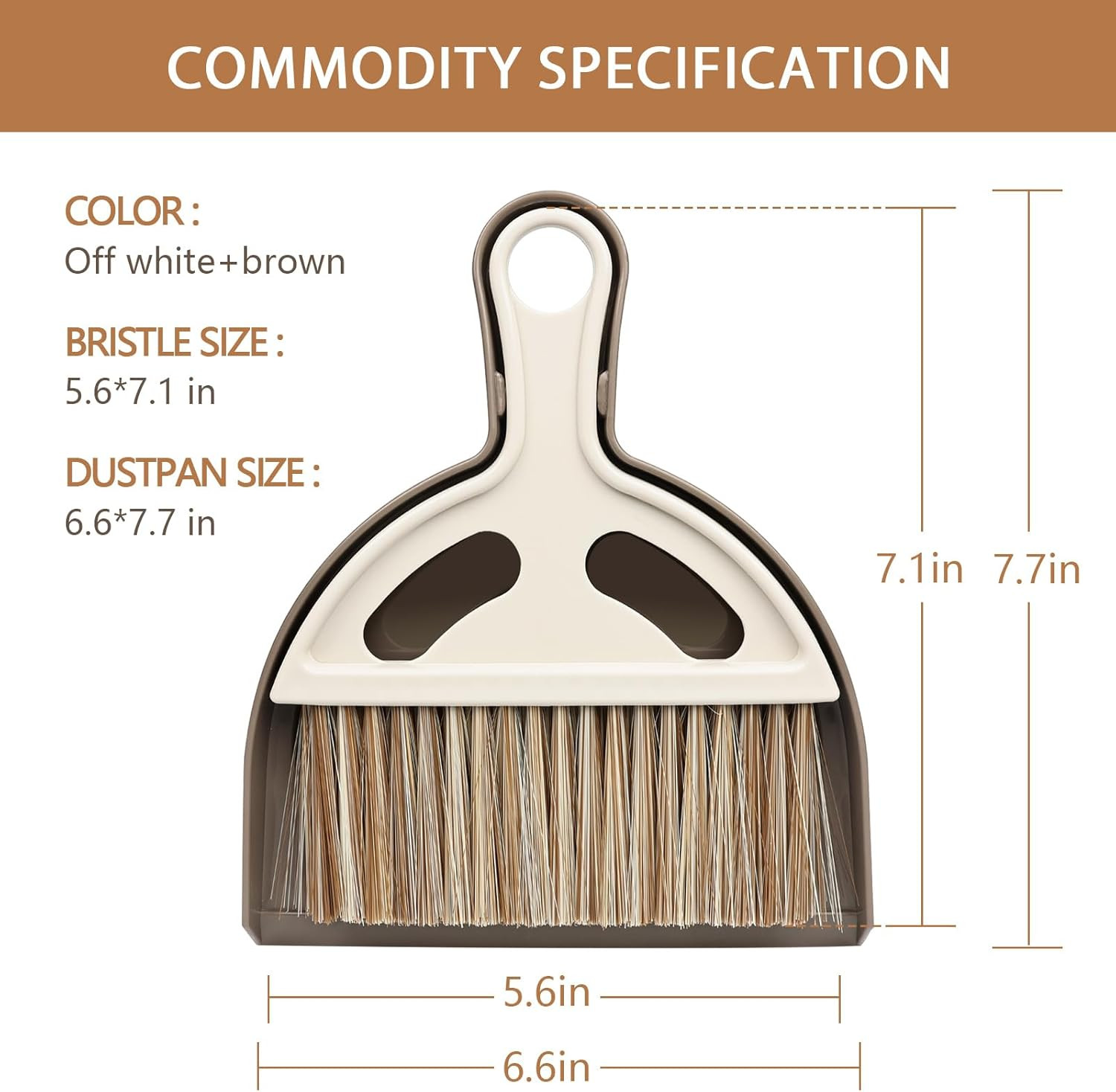 Small Mini Hand Broom Dustpan : and 6.2*7.8 in, White Brown