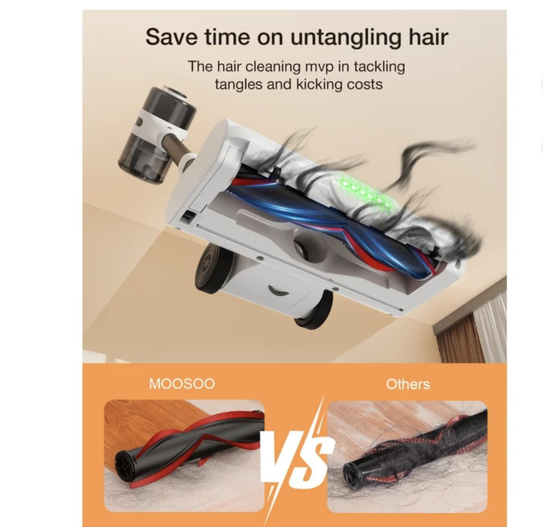 Moosoo Cordless Vacuum Cleaner, 55 mins max runtime, 23KPa Suction S5 Mate