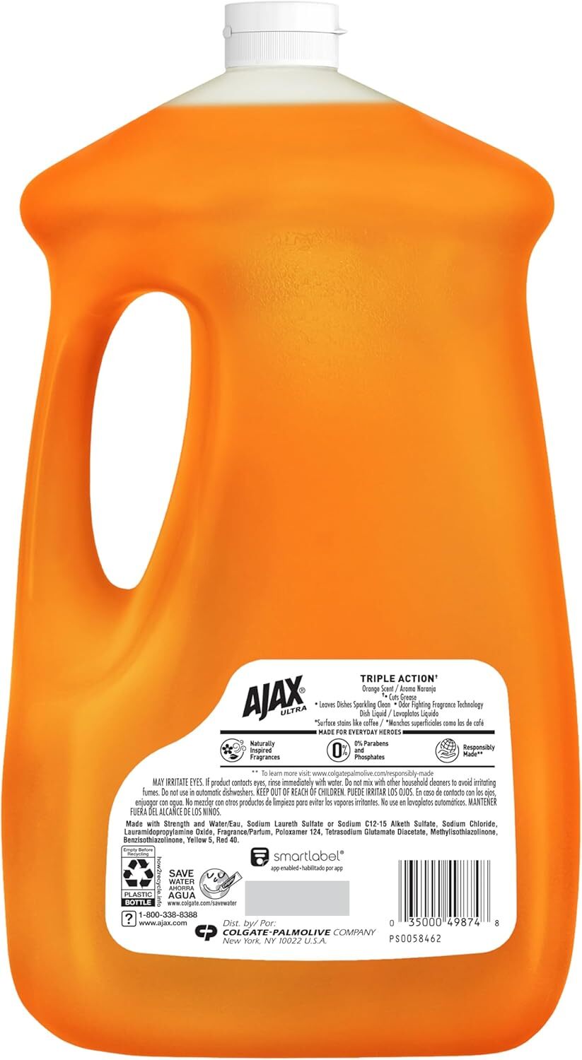 Ultra Liquid Dish Soap Orange Scent, Triple Action, 90 fl oz Bottle