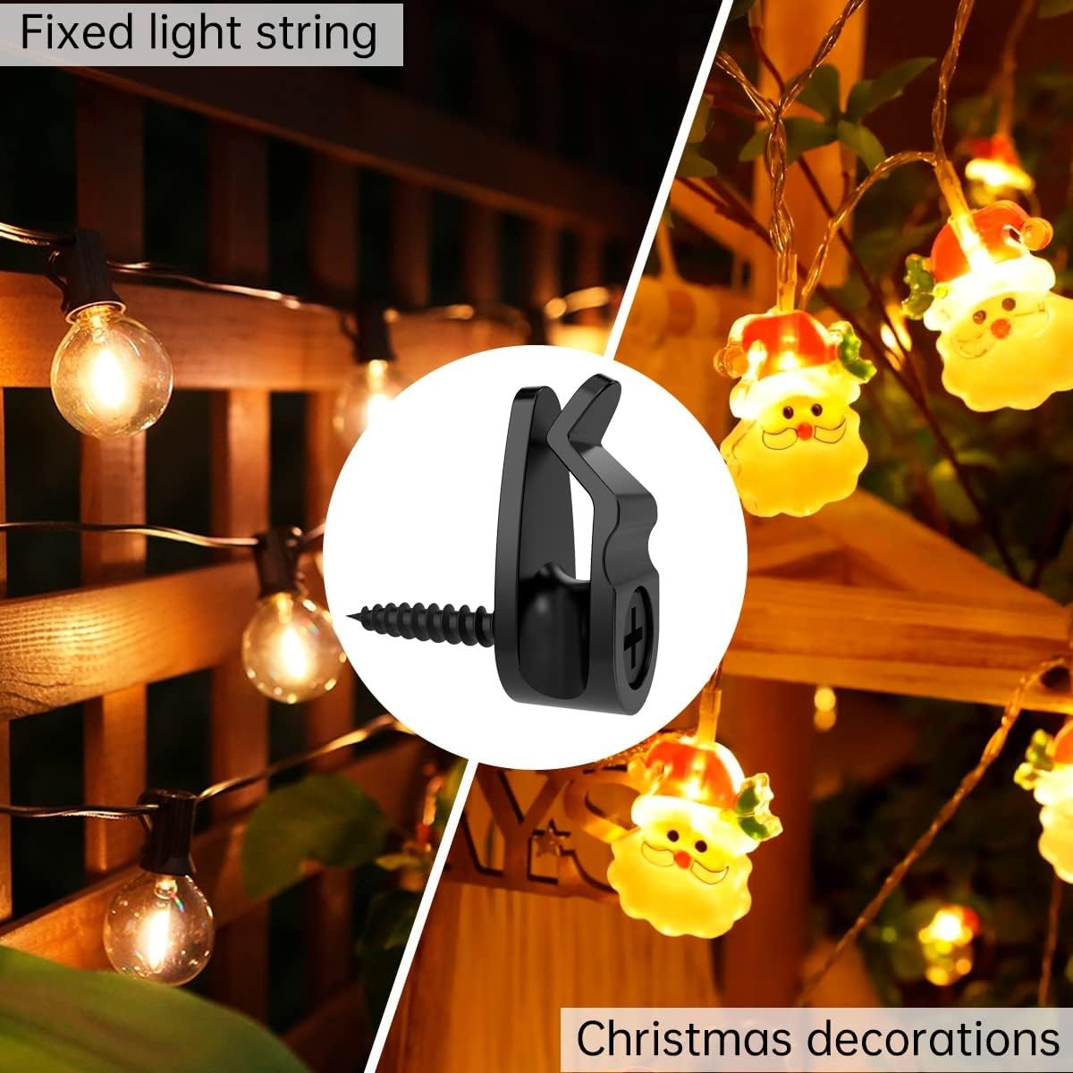 String Light Hanger Hooks,Screw in Hooks for Hanging Christmas Light,Led Fairy