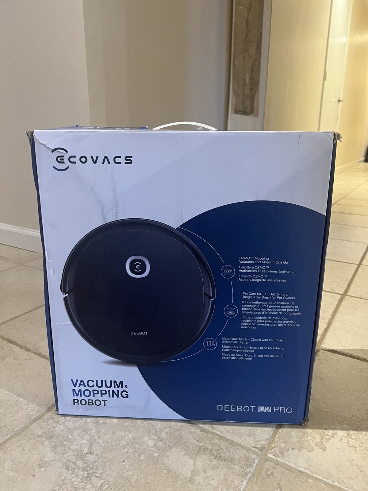 ECOVACS Robotics – DEEBOT OZMO U2 PRO Robotic Vacuum & Mop With Pet Care Kit BLK