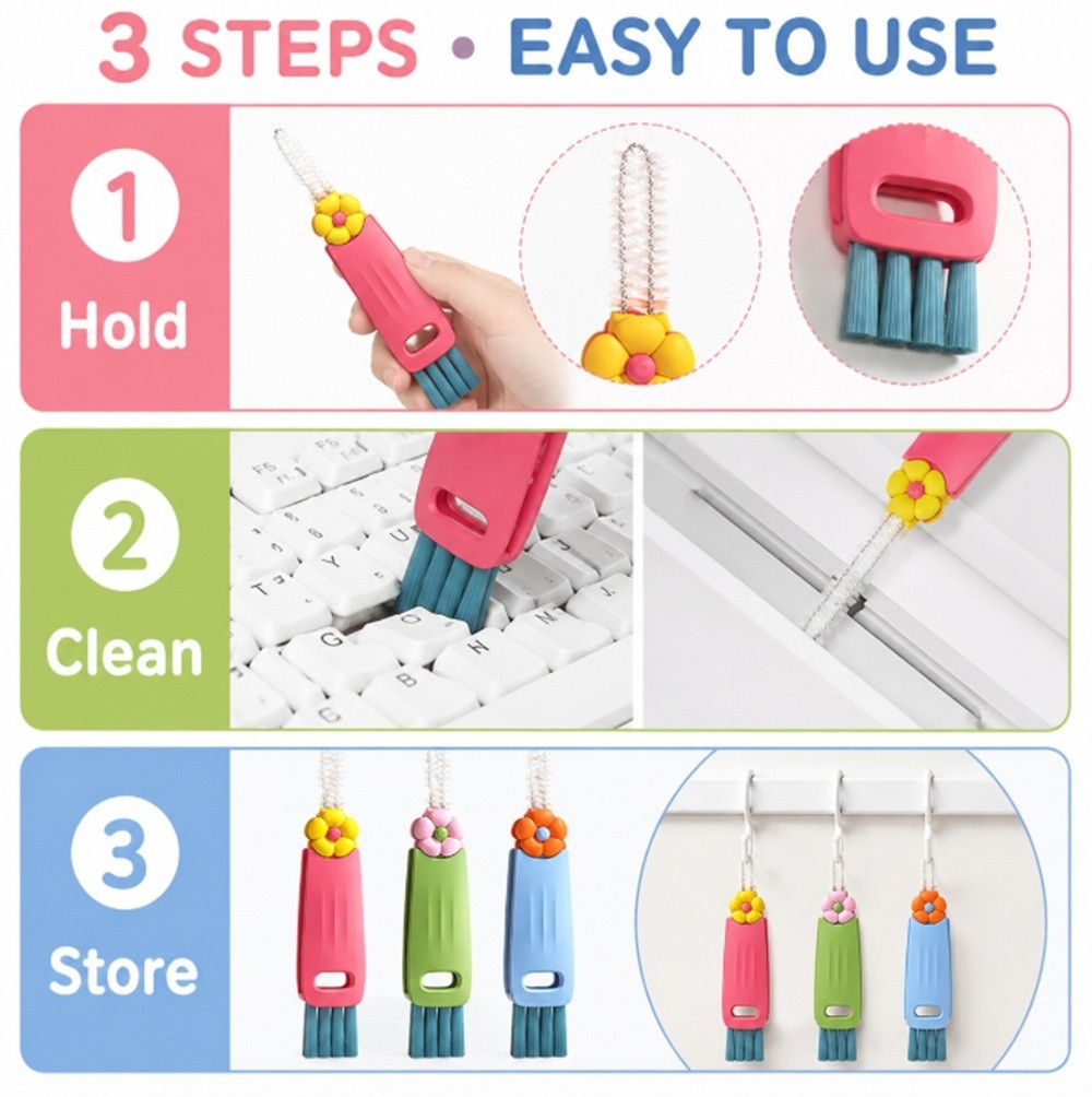 3-in-1 Multipurpose Bottle & Cup Gap Cleaner Brush-3 Pack Crevice Cleaning Tool