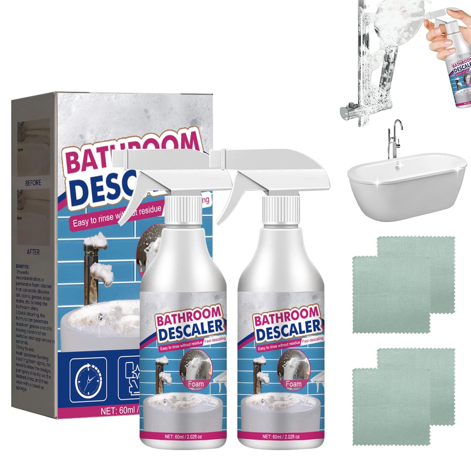 teqnizo 2PCS Stubborn Stains Cleaner, Bathroom Descaler 0.5 Fl Oz (Pack of 2)
