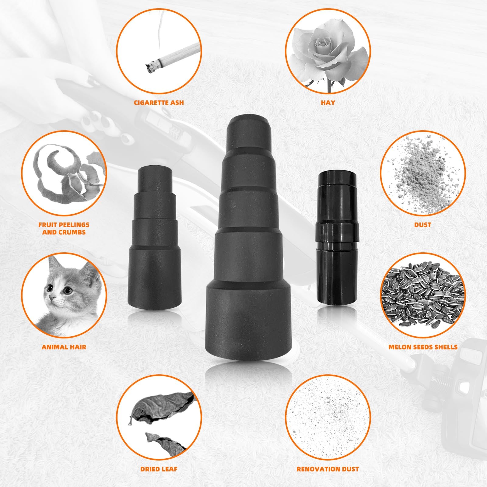 10 Pcs Universal Vac Vacuum Hose Adapter Reducer Attachment Set Converter, 1-…