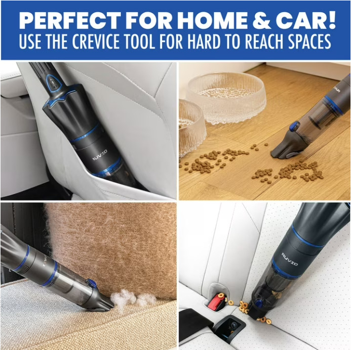 Ruvio Pro Cordless Hand Vacuum 17” Portable Vacuum Cleaner for Home and Car Use