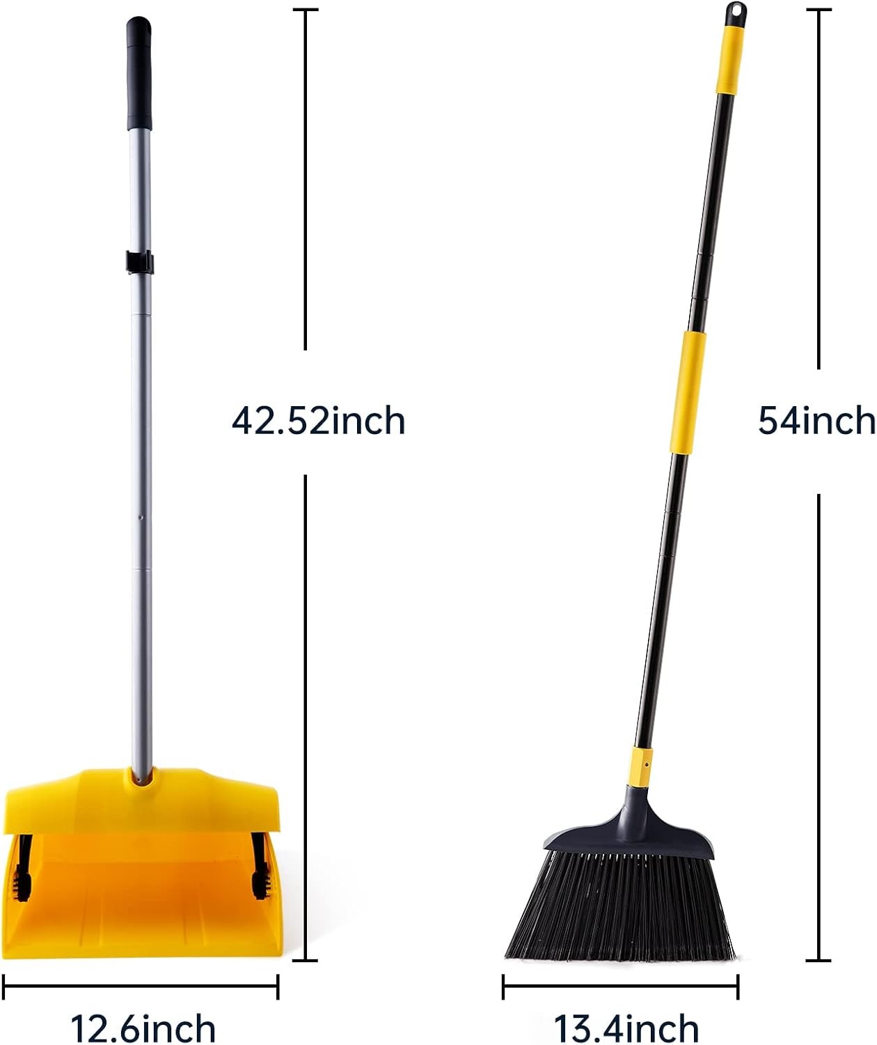 Commercial Broom & Dustpan Set with Windproof Cover for Indoor/Outdoor Use