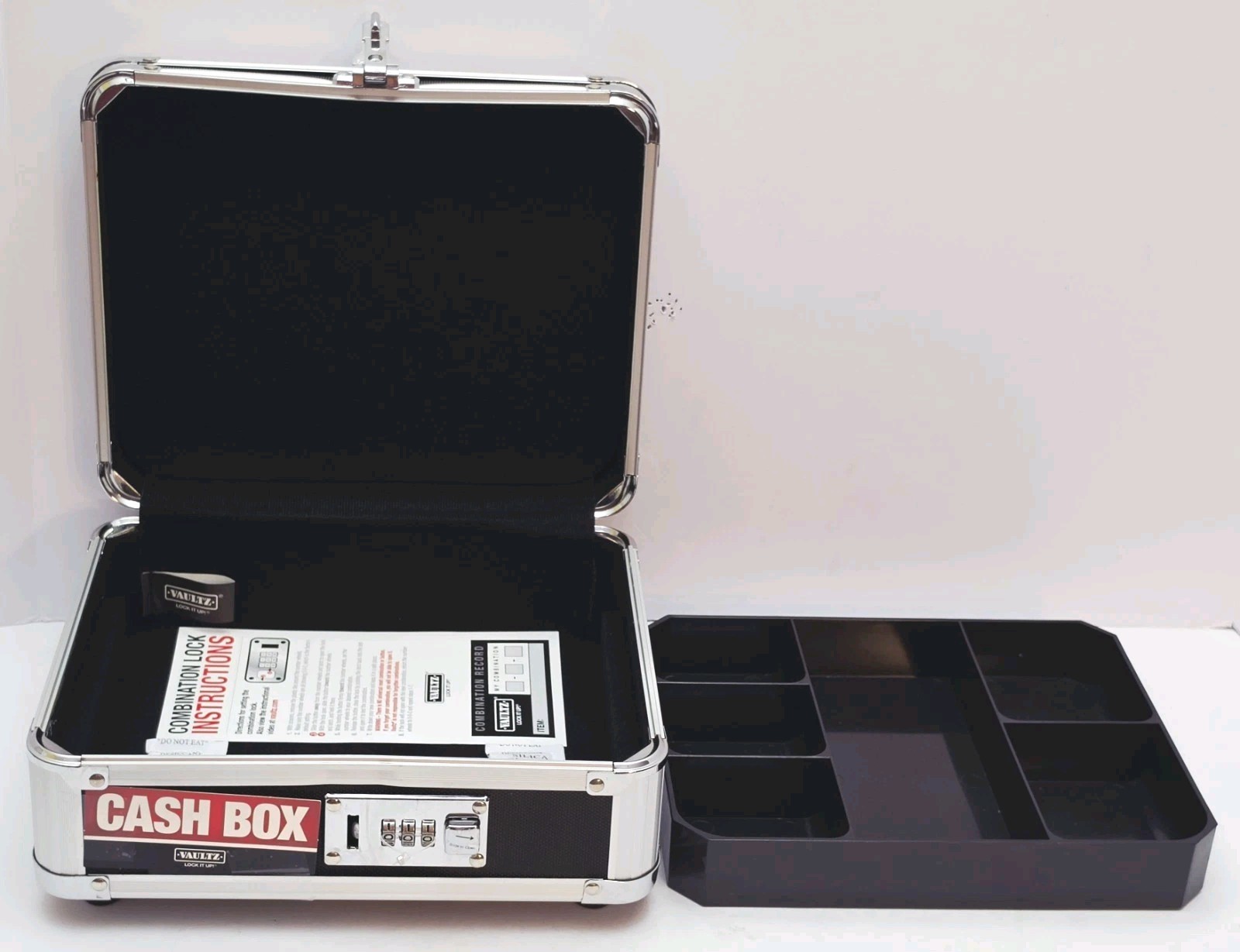Vaultz Locking Cash Box w/ Combination Lock & Carrying Handle 8.5″x10″x4″, New