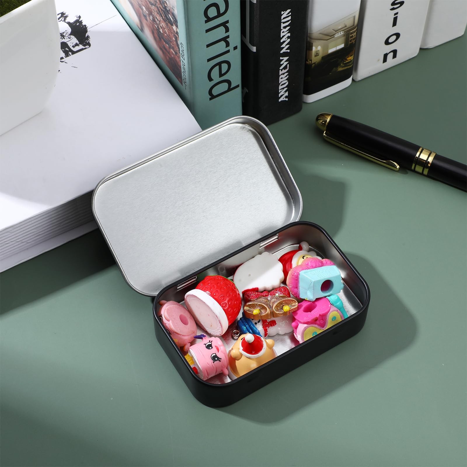 Black Metal Rectangular Empty Hinged Tins Metal Tin Box Small Tins with Lids …