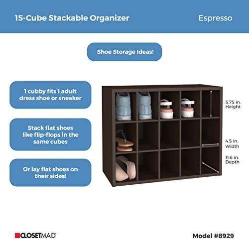 ClosetMaid 15 Cube Stackable Storage for Organizer Espresso 15-Unit Organizer