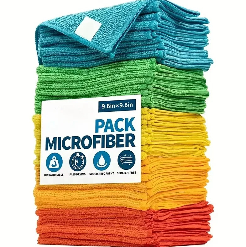 20pcs Microfiber Cleaning Cloths – Absorbent Rags for Kitchen & Bathroom – NEW