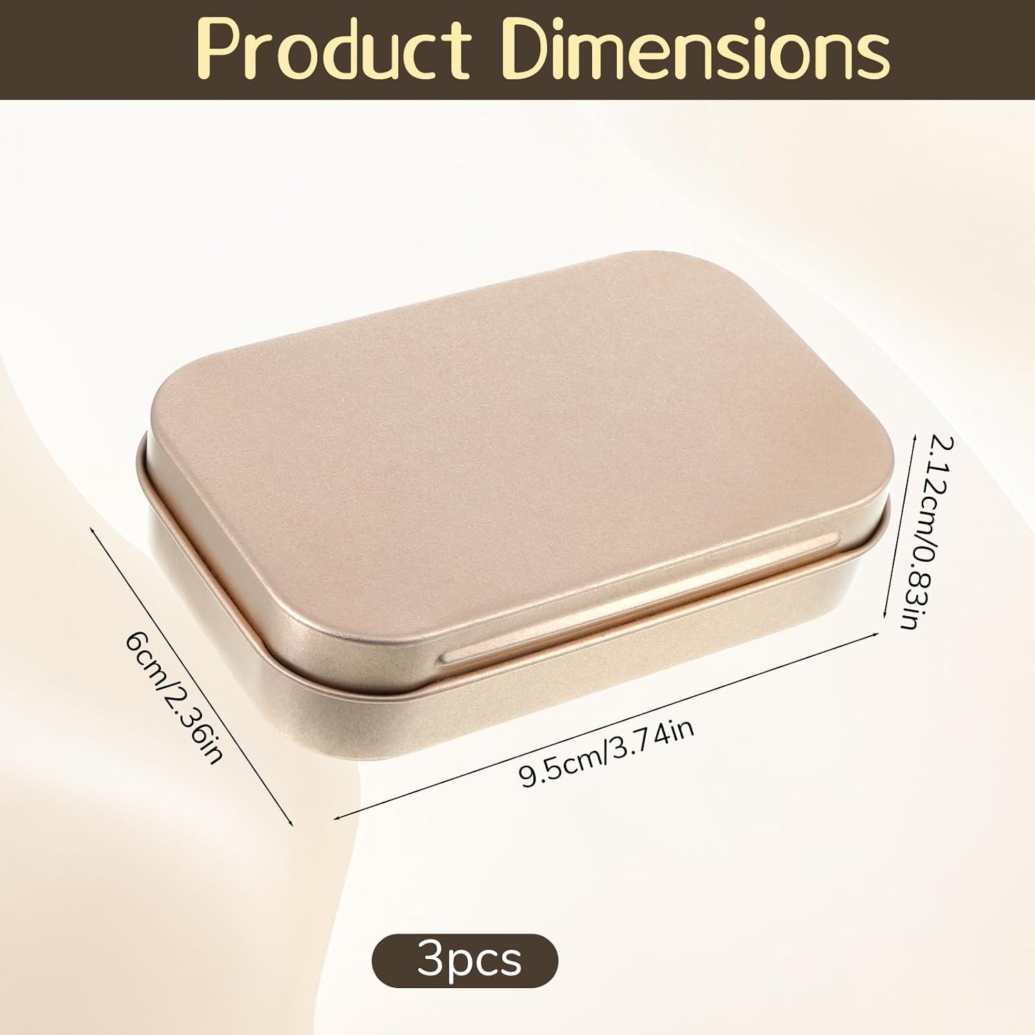 3 PCS Rectangular Metal Tin Box, With Lid Hinged Tins Box Container Empty