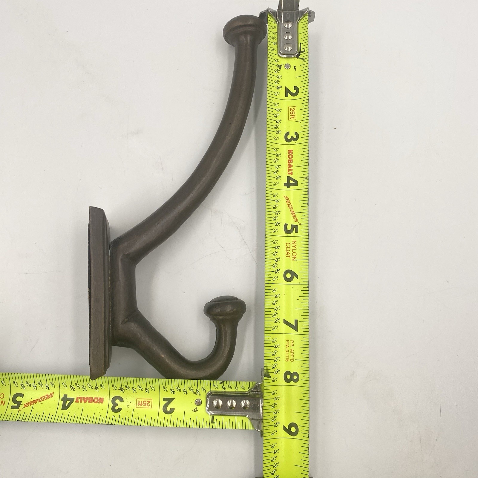 NEW Pottery Barn PITTED BRONZE METAL WALL HOOK 8” Oversized Dual Coat Robe NOS