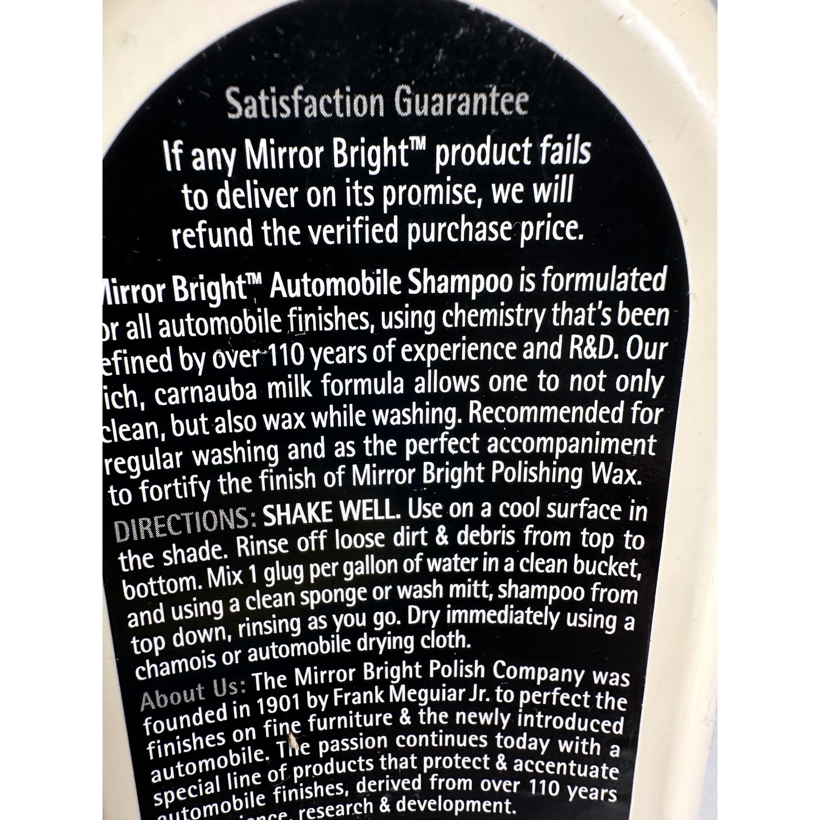 Meguiars Mirror Bright Automobile Shampoo Car Wash Soap Carnauba 48oz MB0148