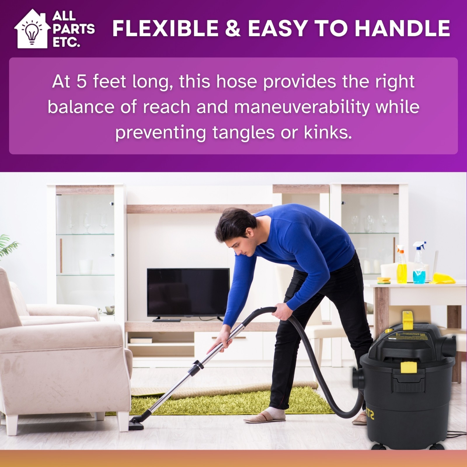 Stanley 20-1300 Wet & Dry Vacuum H 5-Foot Vacuum Extension Hose for SL18910P-3