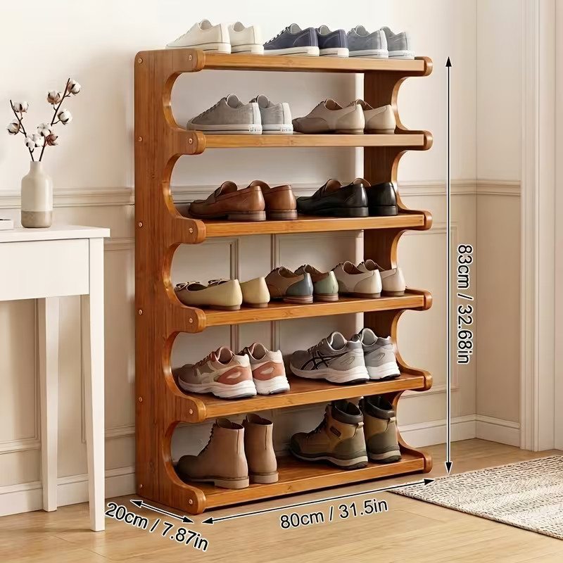 Bamboo Shoe Rack Holds 15/24 Pairs of Shoes Space-Saving Shoe Rack XJ6-80