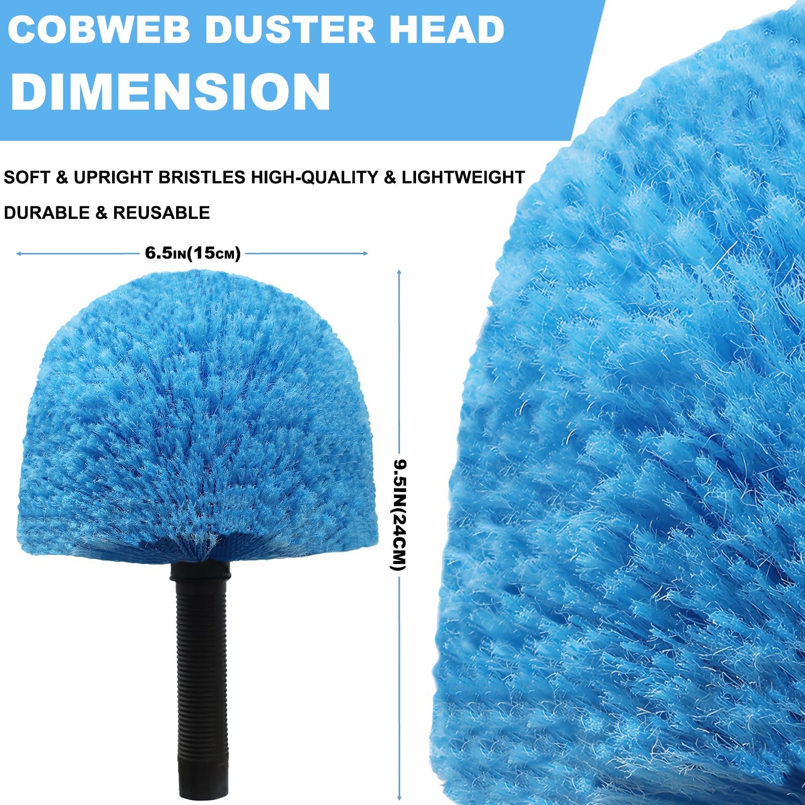 Twist-On Cobweb Duster Head Brush Indoor Outdoor Spider Web Remover Duster