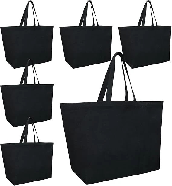 6 Pieces Extra Large Canvas Tote Bag Utility Heavy Duty Grocery Bags…