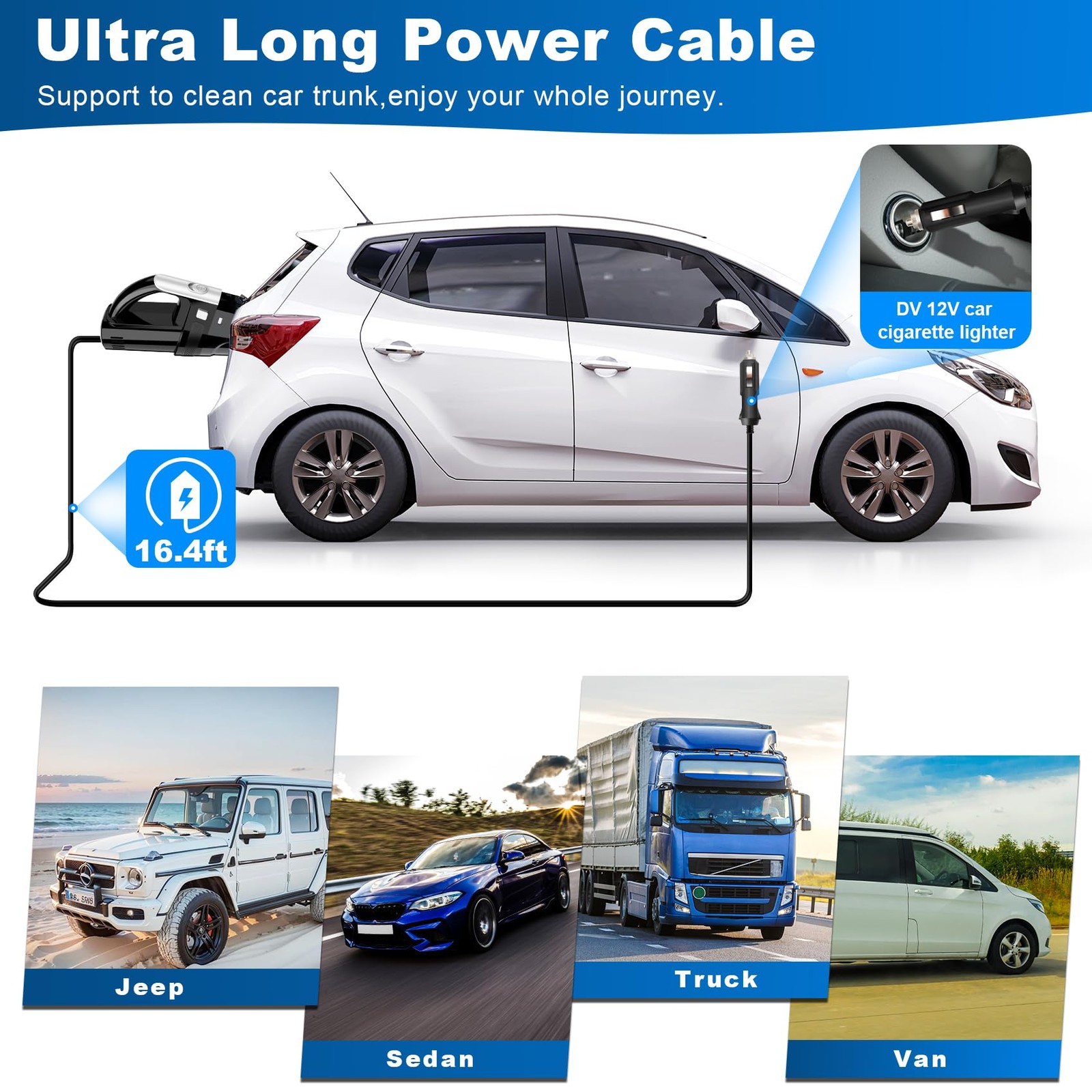 Car Vacuum, Portable Car Vacuum Cleaner with 7000PA Suction, DC 12V High Powe…
