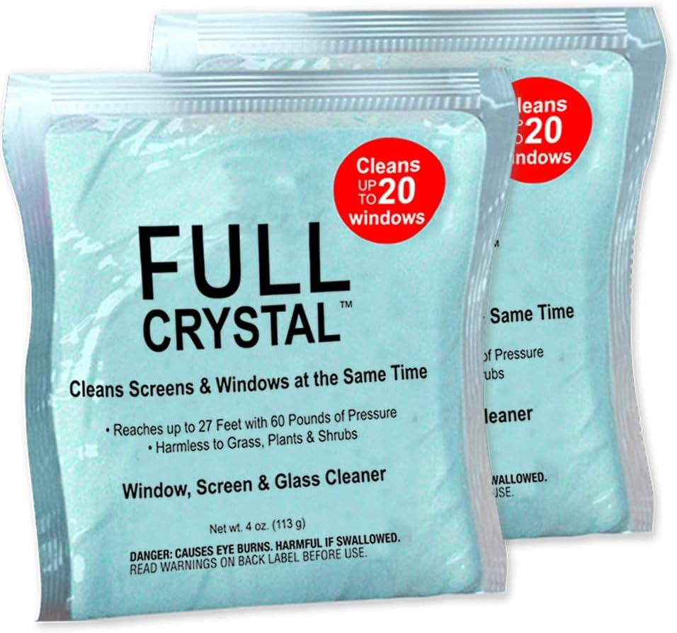 Refill Kit – Two 4 Oz. Crystal Powder Exterior Window Cleaner Packets for Glass