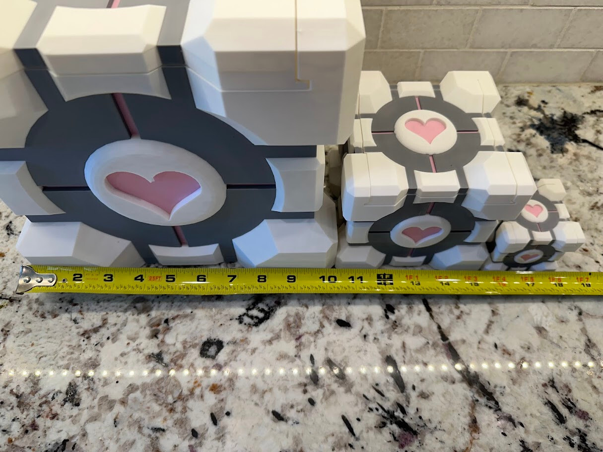 Portal-Inspired Weighted Companion Cube Storage Containers with Removable Lid