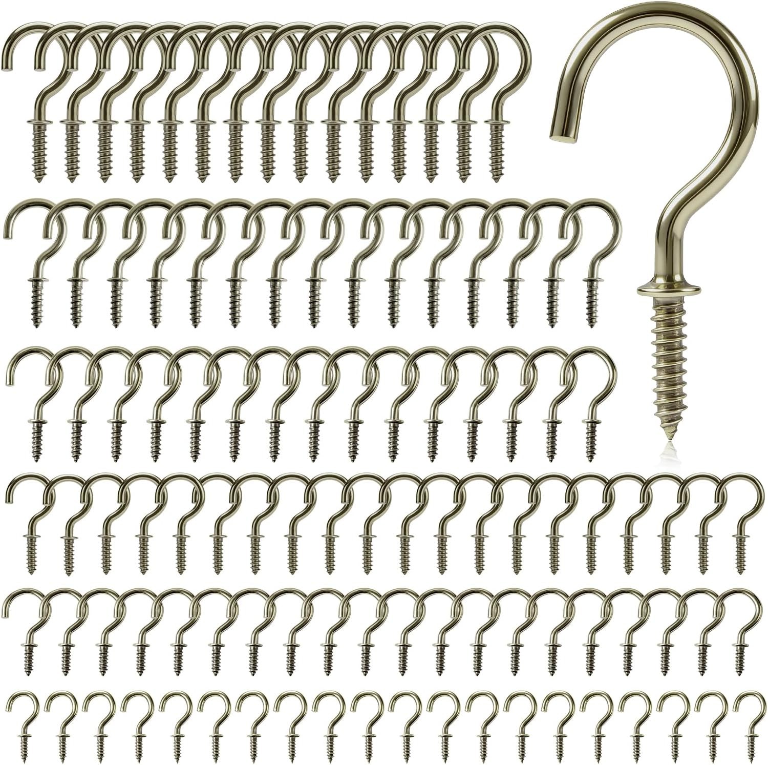 105 Pcs Cup Hooks Bronze Screw-in 6 Sizes Metal Ceiling | Bronze-Plated Steel,