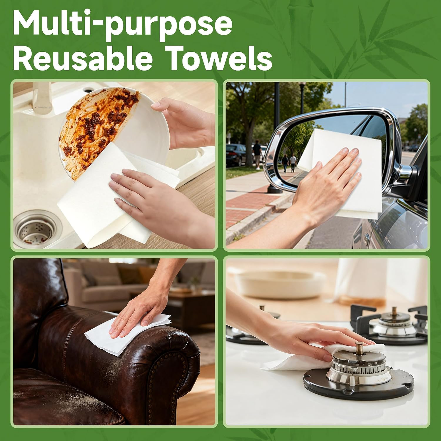 2 Rolls Kickleen Reusable Ultra Absorbent Bamboo Dish Cleaning Cloths | Heavy Du