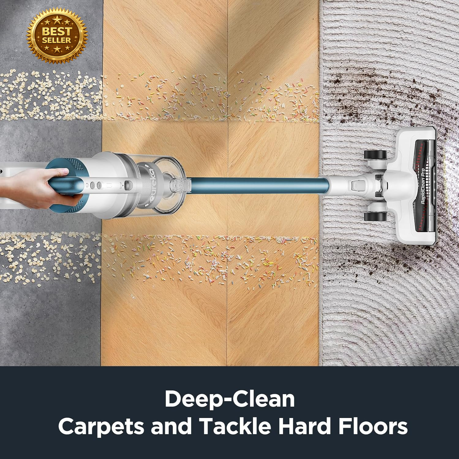 Cordless Stick Vacuum Cleaner 40Min Runtime Lightweight LED Pet Hair