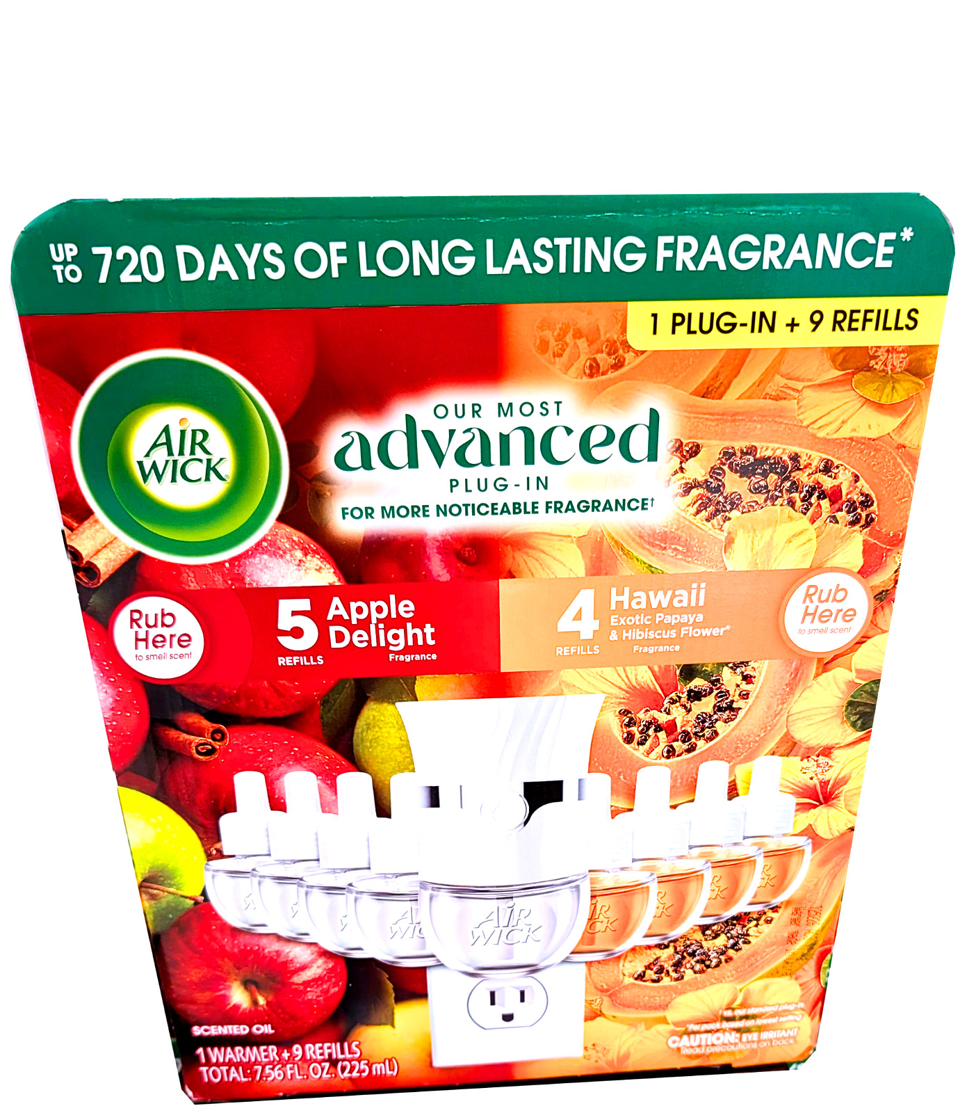 Airwick Scented Oils 1 Plug-in + 9 Refills Variety Pack Apple & Hawaii Scents
