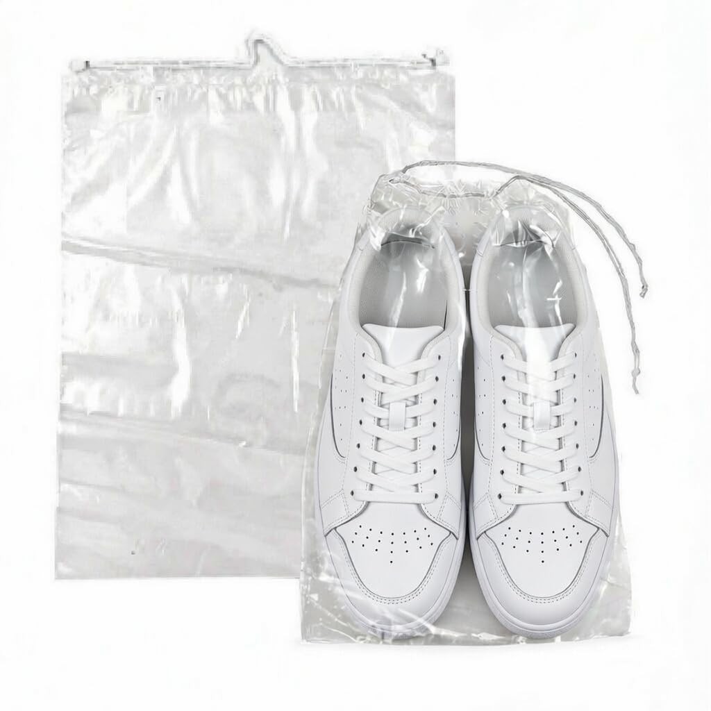 Clear LDPE Drawstring Bags 250 Pack 13.75″ x 17.5″ 2 Mil Disposable Transpare…