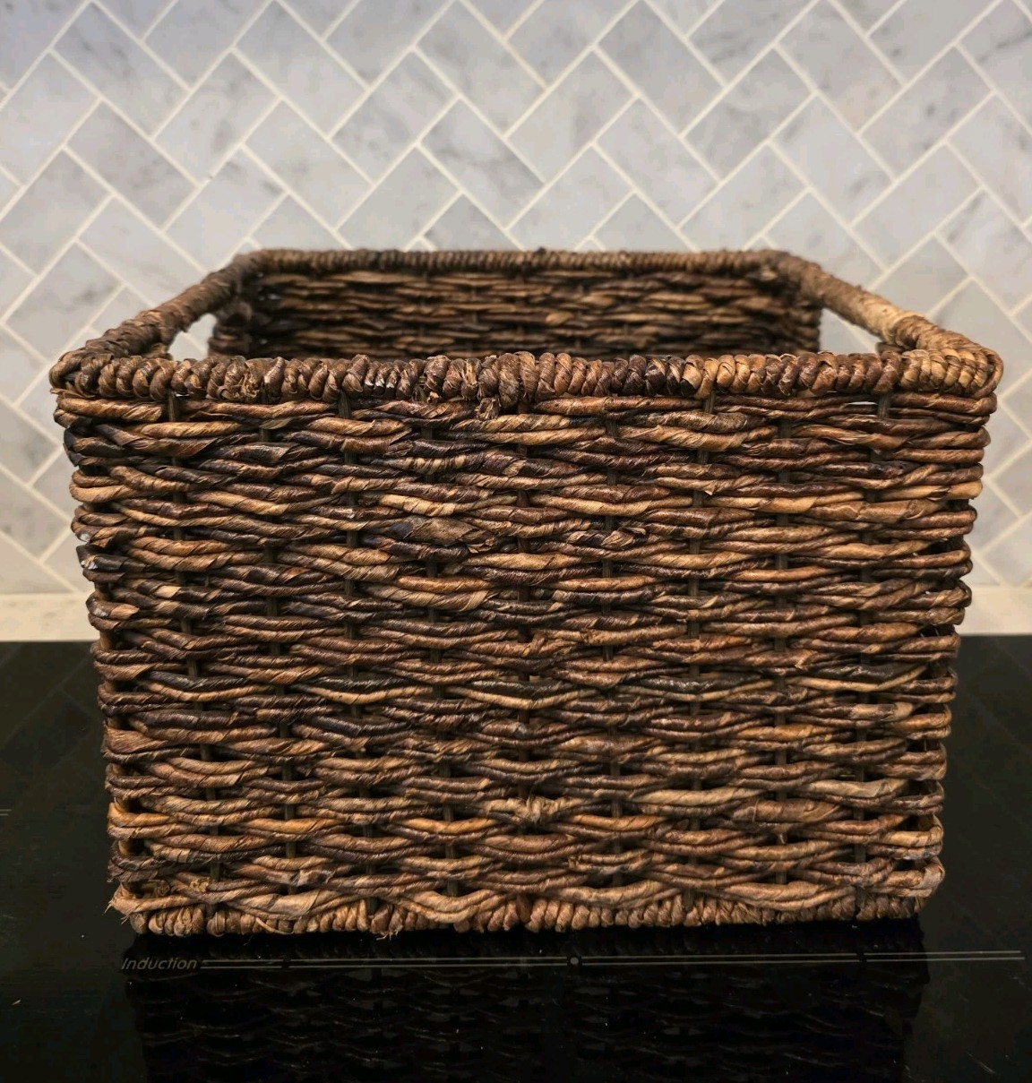 Pier 1 Set Of 3 Woven Abaca Crates 11x10x8″ Storage Baskets Cube Organizer Brown