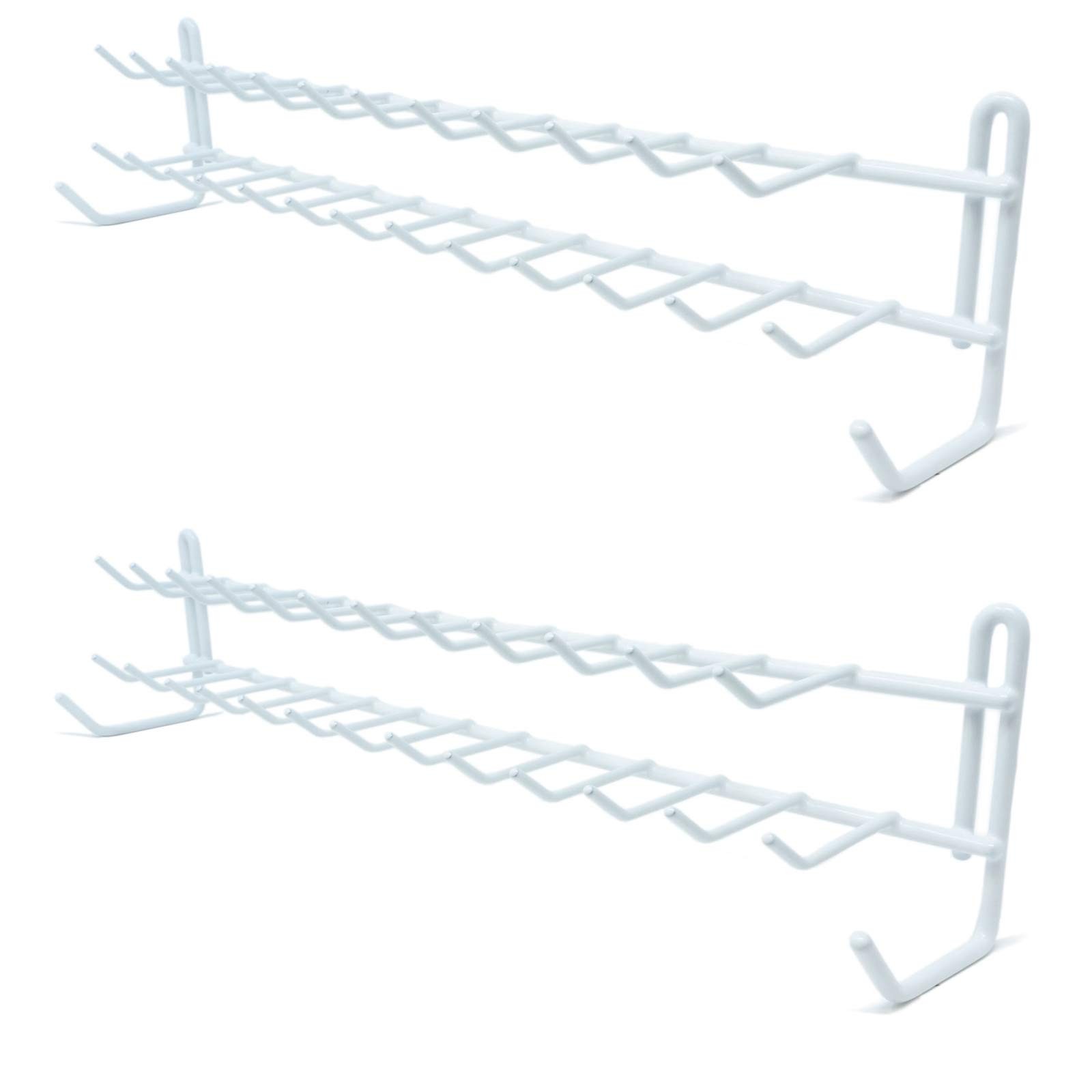 Wall Mount Tie and Belt Rack Organizer, White (2 Pack)