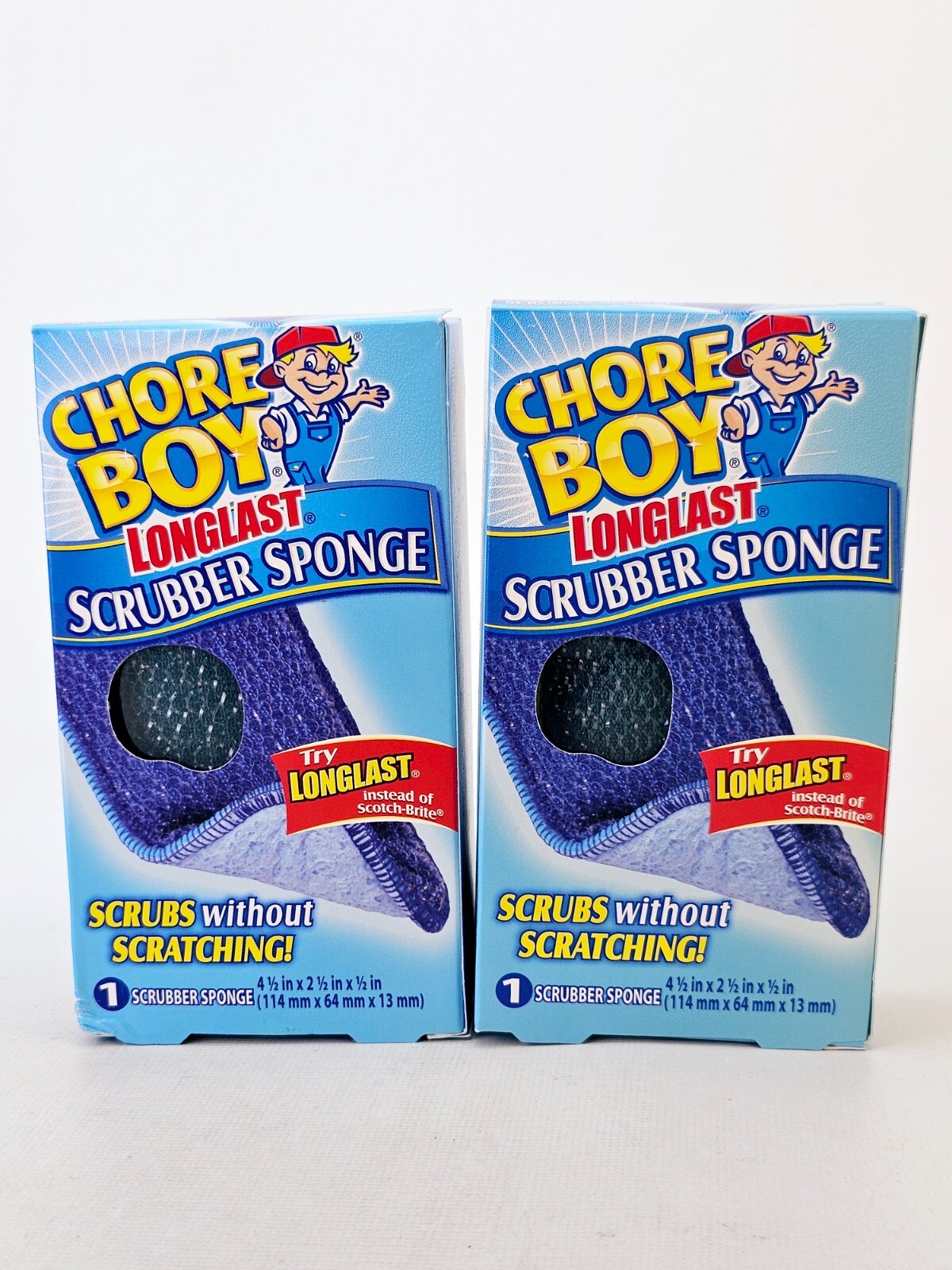 Chore Boy Longlast Scrubber Sponge Double Sided Assorted Colors Lot of 2