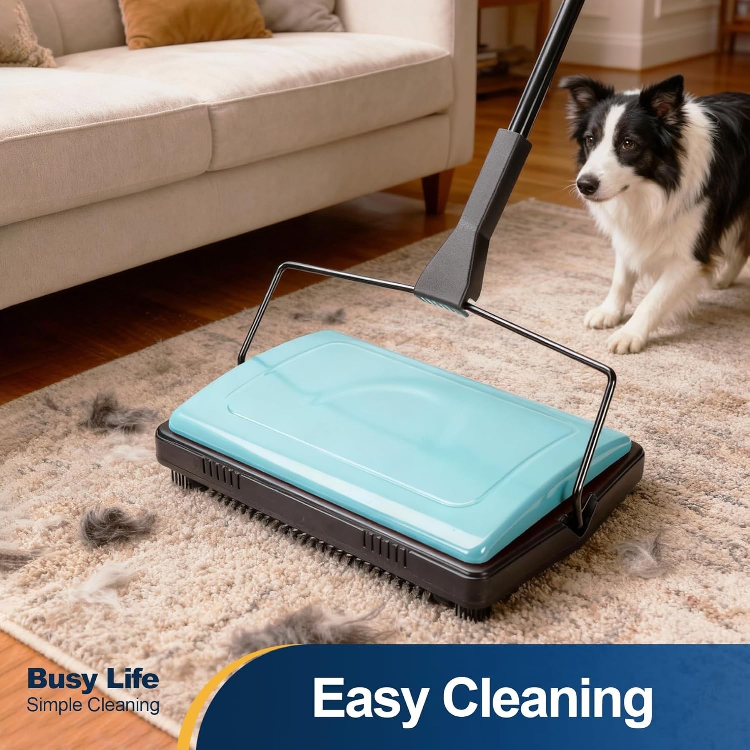 Carpet Sweeper Cleaner for Home Office Low&Undercoat Carpets Rugs Pet Hair Du…