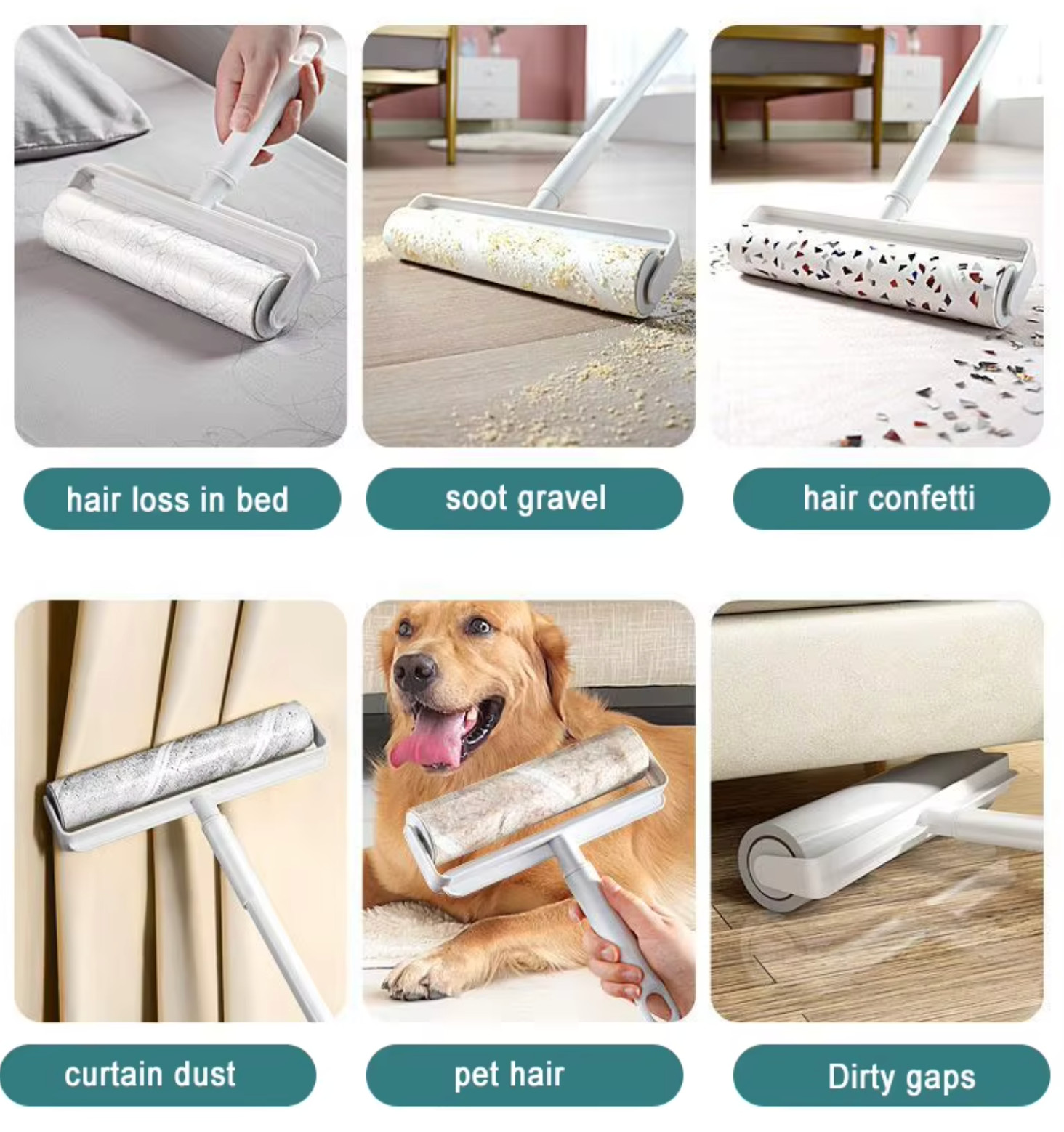 Sticky Lint Roller + 300 Sheets/ 600 Sheets for Pet Hair Removal Floor Roller