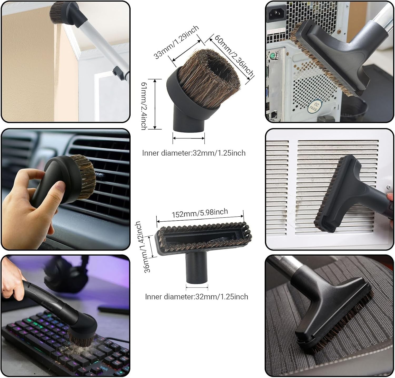 Universal Vacuum Attachment Brush Shop Vac Accessories All in Kit Brush Tool