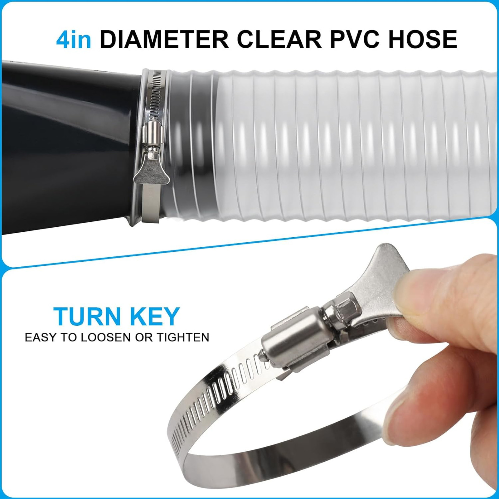 4″ x 50′ Heavy PVC Dust Collection Hose, Flexible Clear Debris and Fume