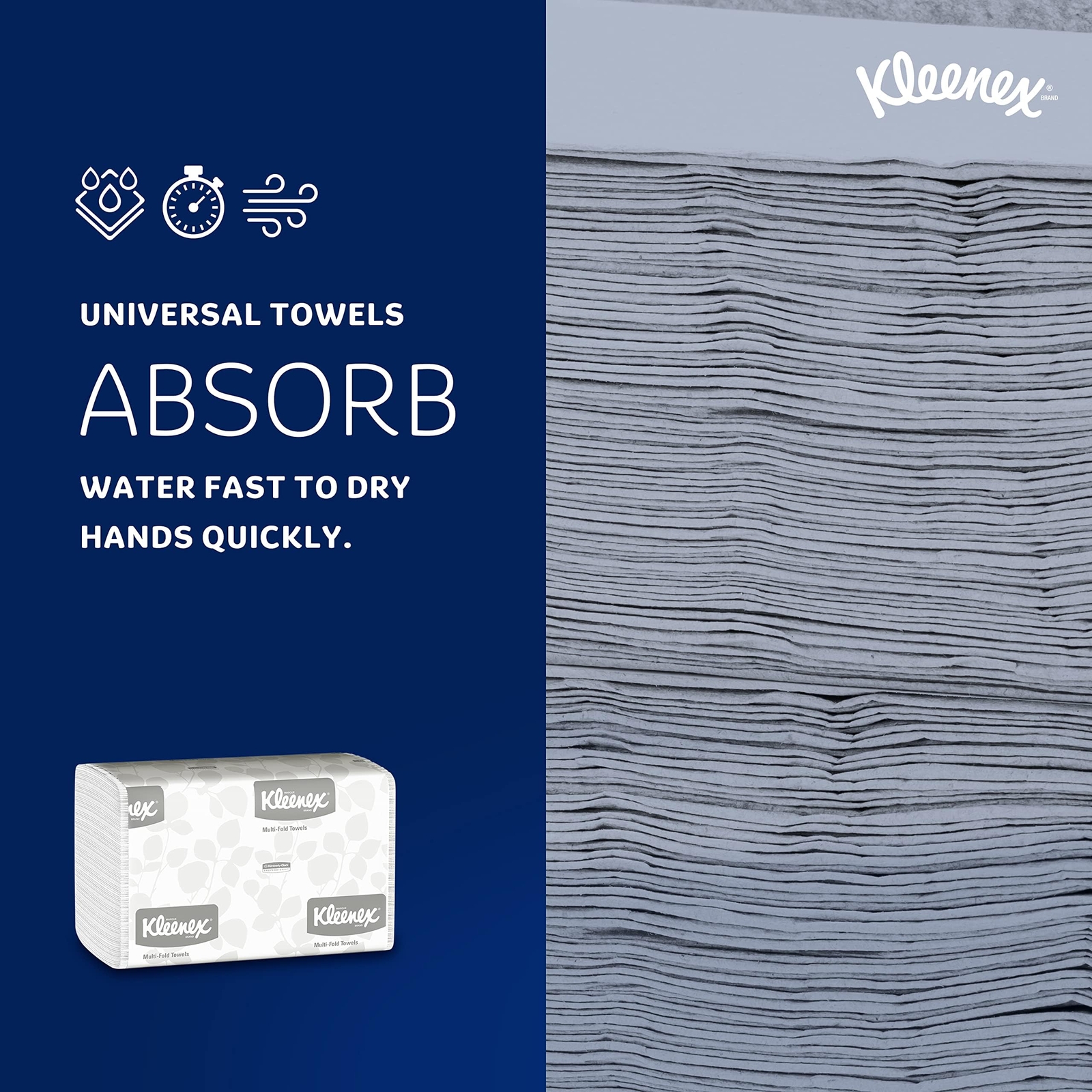Kleenex Multifold Paper Towels 150 Count 8 Packs Soft Absorbent 1 Ply 9.2×9.4