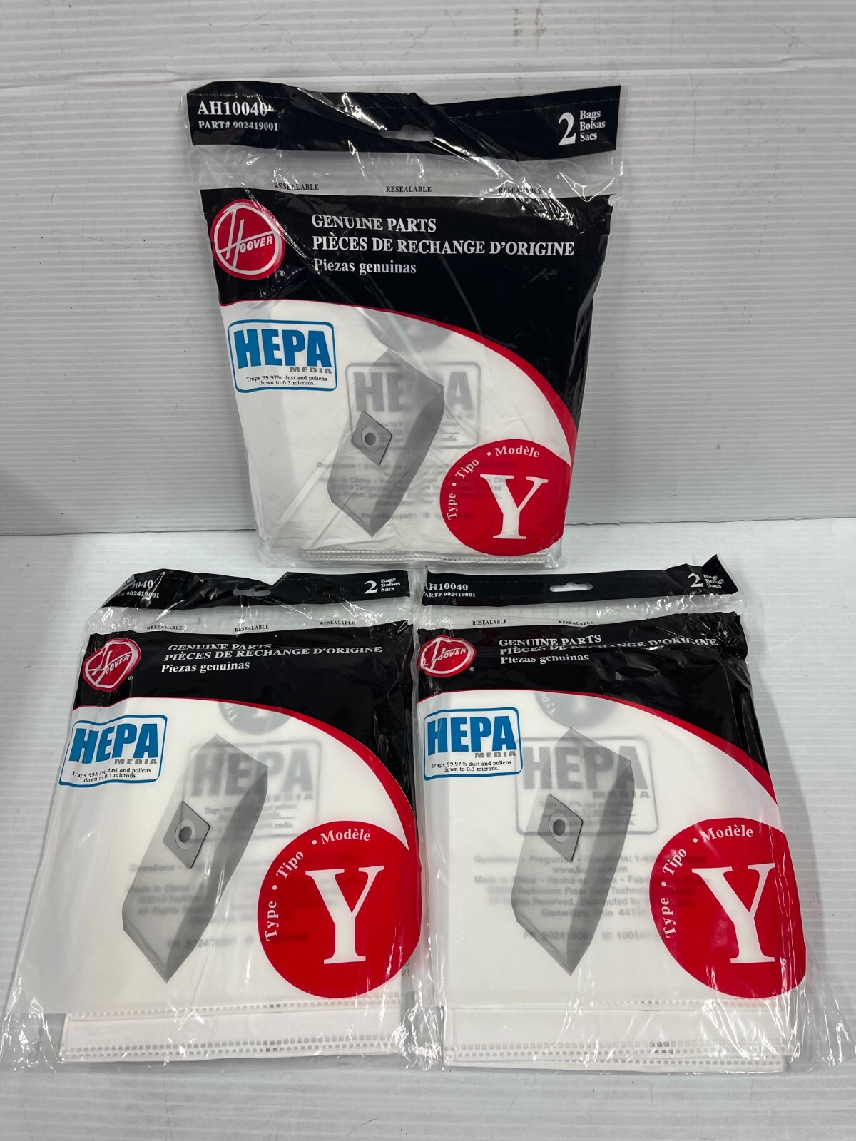 6X GENUINE Hoover AH10040 Type Y Hepa Vacuum Cleaner Bags – 6 Count 3 pack of 2